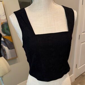 Leith Black Square Neck Tank Top